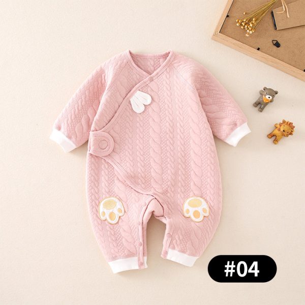 Newborn Baby Romper, Side-opening Velcro, 100% Pure Cotton Material, 0-6Months - babysmile03
