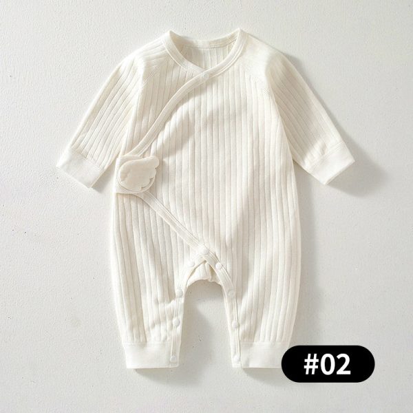 Newborn Baby Romper, Side-opening Velcro, 100% Pure Cotton Material, 0-6Months - babysmile03