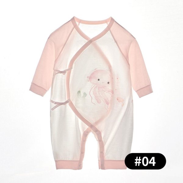 Summer Baby Romper, Natural Plant Fiber, Side-opening Velcro, 0-6Months - babysmile03