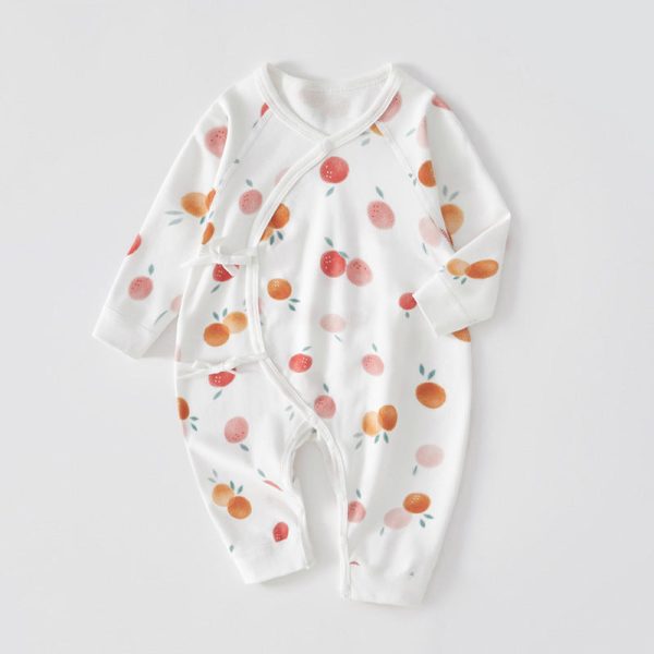 Newborn Baby Romper, 100% Pure Cotton Material, Side-opening Velcro, 0-6Months - babysmile03