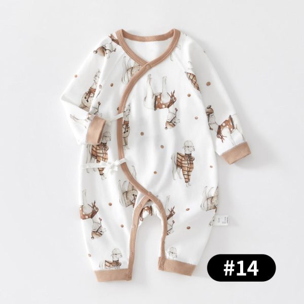 Newborn Baby Romper, 100% Pure Cotton Material, Side-opening Velcro, 0-6Months - babysmile03