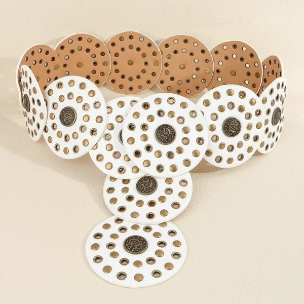 Casual Minimalist Classic Style Round Pu Leather Alloy Metal Button Women's Leather Belts - Image 11