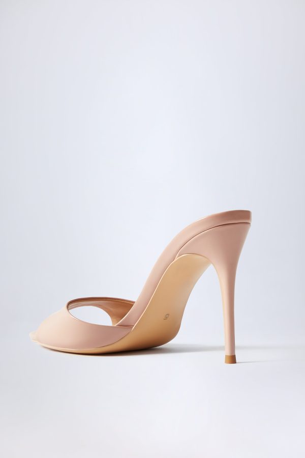 Almond-Toe Heeled Mules in Patent Pink - Image 5