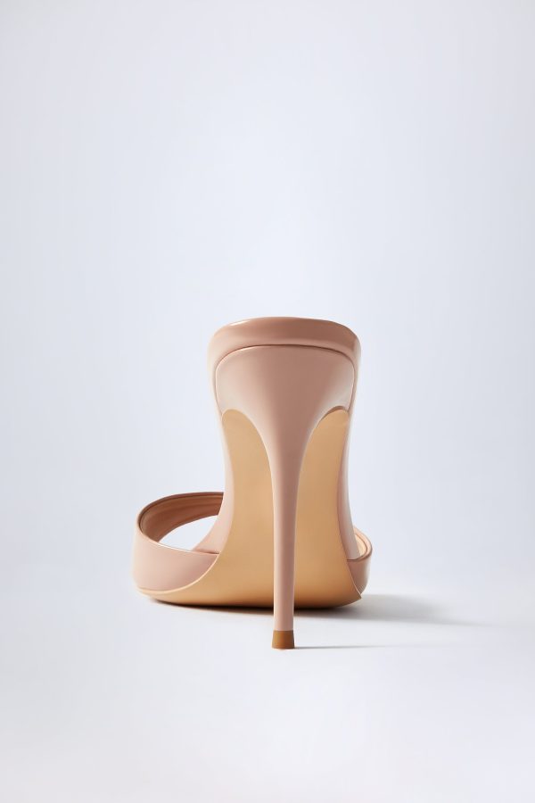 Almond-Toe Heeled Mules in Patent Pink - Image 2