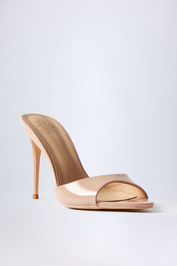 Almond-Toe Heeled Mules in Patent Pink - Image 3