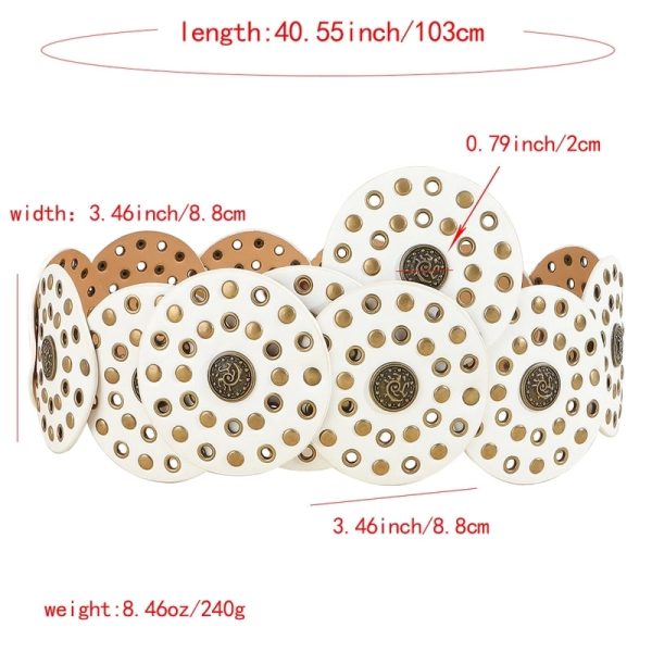 Casual Minimalist Classic Style Round Pu Leather Alloy Metal Button Women's Leather Belts - Image 10