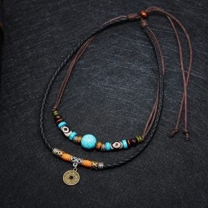 Retro Geometric Alloy Layered Necklaces
