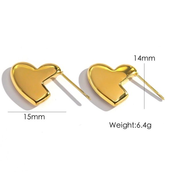 1 Pair IG Style Minimalist Classic Style Heart Shape Plating 304 Stainless Steel 14K Gold Plated Ear Studs - Image 8