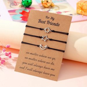 Sun Moon Star Theme Bracelet Creative Sun Moon Star Good Friends Good Sisters Couple Woven Bracelet Female