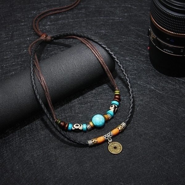 Retro Geometric Alloy Layered Necklaces - Image 3