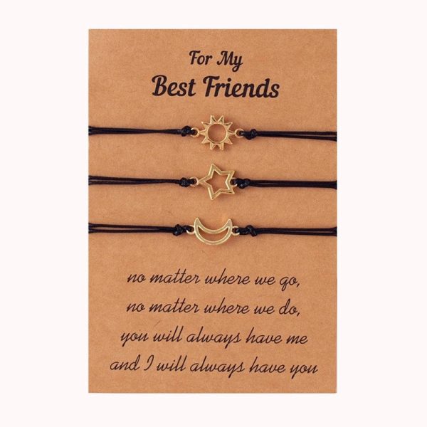 Sun Moon Star Theme Bracelet Creative Sun Moon Star Good Friends Good Sisters Couple Woven Bracelet Female - Image 7