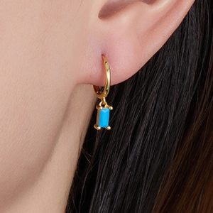 1 Pair White Gold Plated Gold Plated 925 Sterling Silver Zircon Geometric Drop Earrings