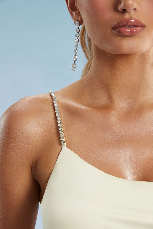 Asymmetric Cut Out Midaxi Dress in Ivory - Image 4