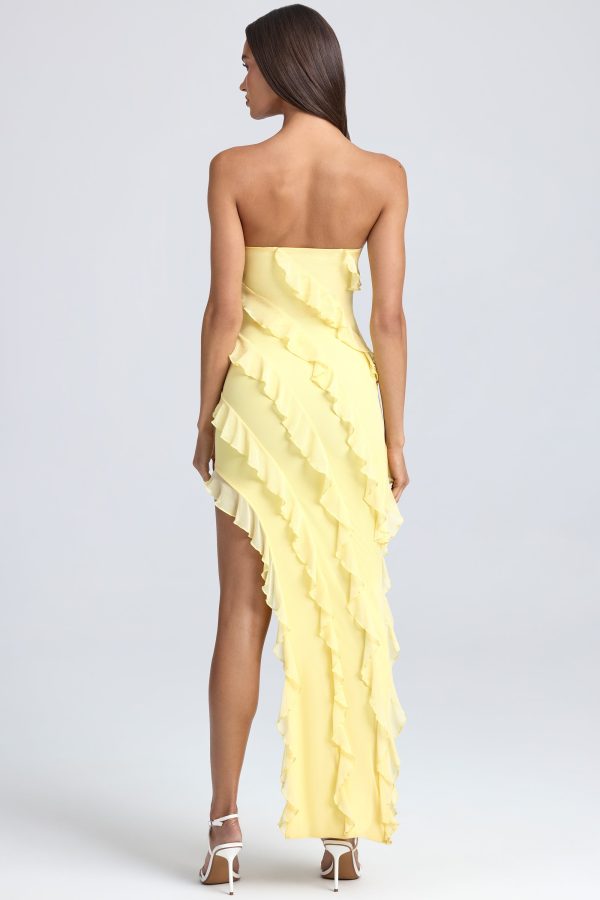 Bandeau Ruffle-Trim Maxi Dress in Lemon Sherbet - Image 2