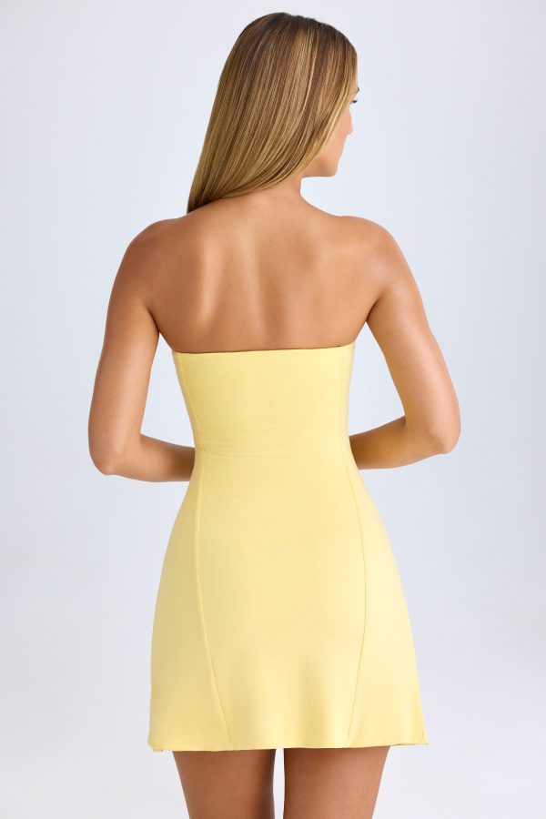 Bandeau Neckline Mini Dress in Lemon Sherbet - Image 2