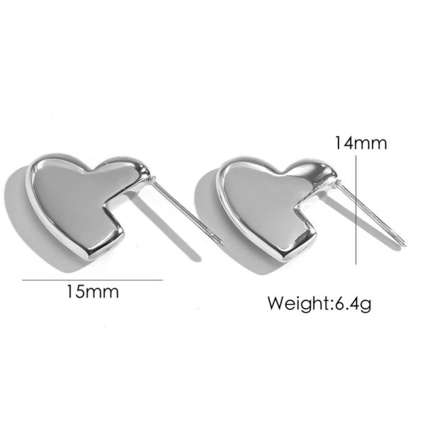 1 Pair IG Style Minimalist Classic Style Heart Shape Plating 304 Stainless Steel 14K Gold Plated Ear Studs - Image 7