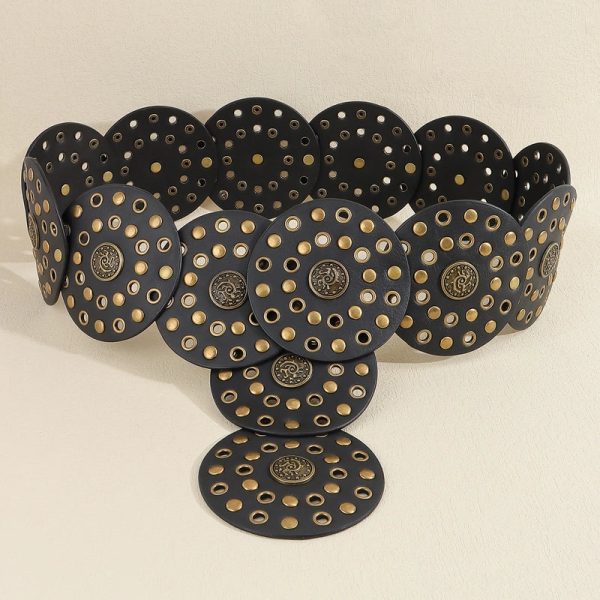 Casual Minimalist Classic Style Round Pu Leather Alloy Metal Button Women's Leather Belts - Image 6