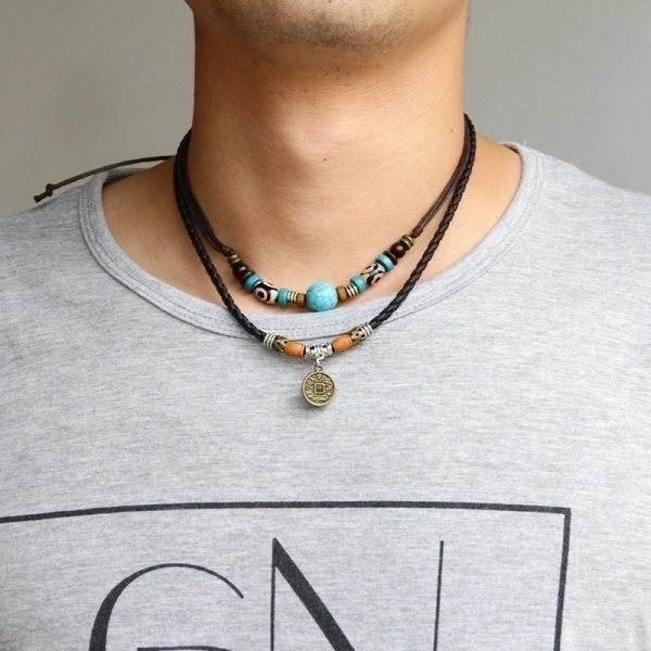 Retro Geometric Alloy Layered Necklaces - Image 4