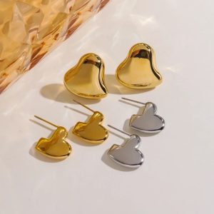 1 Pair IG Style Minimalist Classic Style Heart Shape Plating 304 Stainless Steel 14K Gold Plated Ear Studs