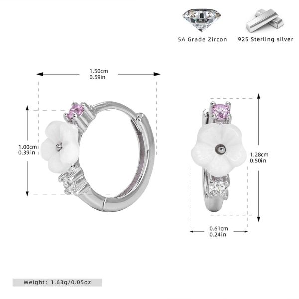 1 Pair 925 Sterling Silver Zircon Flower Earrings - Image 7