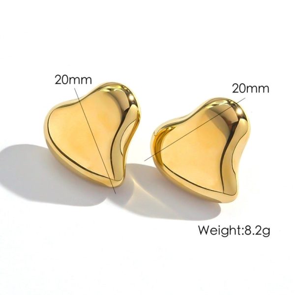 1 Pair IG Style Minimalist Classic Style Heart Shape Plating 304 Stainless Steel 14K Gold Plated Ear Studs - Image 6