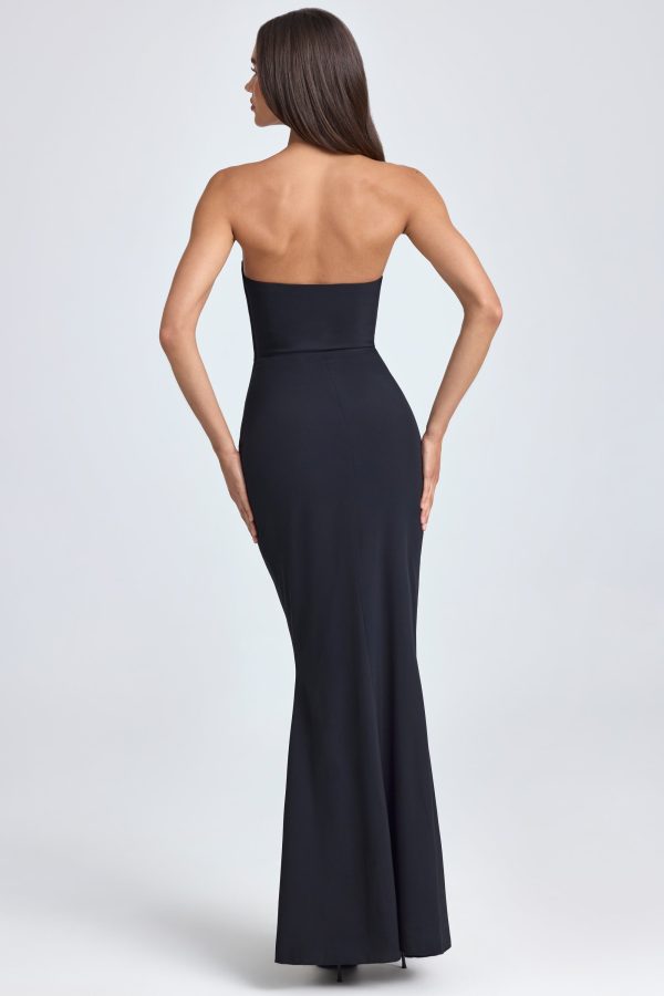 Bandeau Ruffle-Trim Corset Gown in Black - Image 2