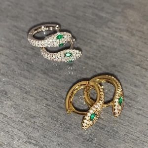 1 Pair Minimalist Commute Snake Inlay Copper Artificial Gemstones Earrings