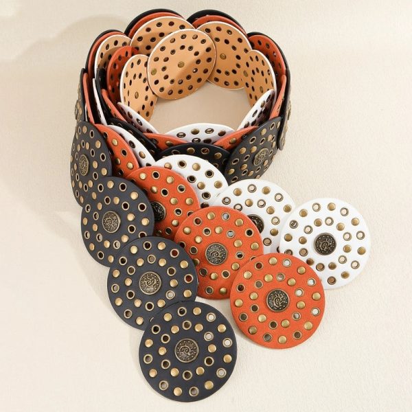 Casual Minimalist Classic Style Round Pu Leather Alloy Metal Button Women's Leather Belts - Image 8