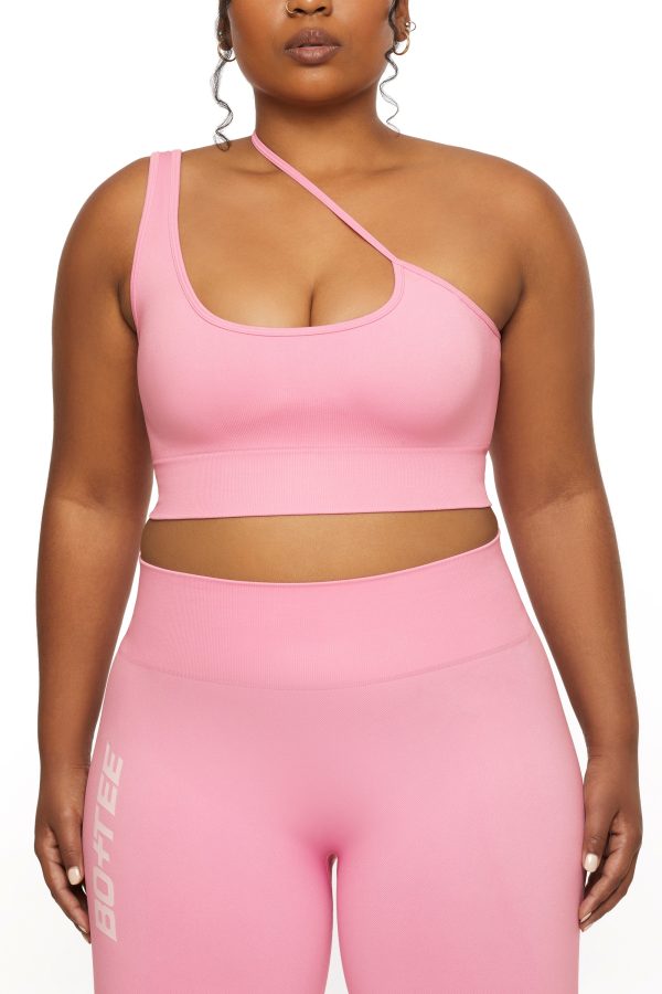 Asymmetric Seamless Crop Top in Pink - Image 8