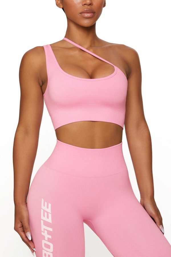 Asymmetric Seamless Crop Top in Pink - Image 7