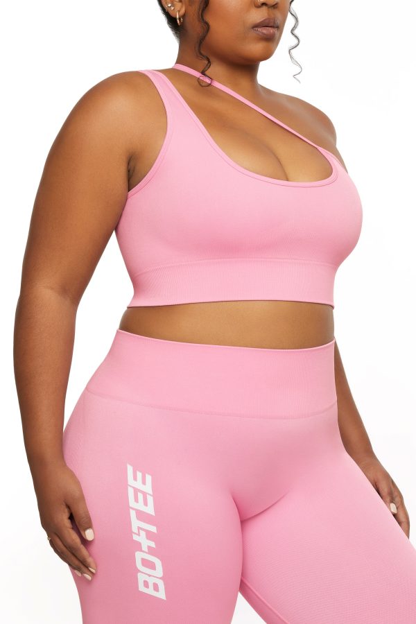 Asymmetric Seamless Crop Top in Pink - Image 12