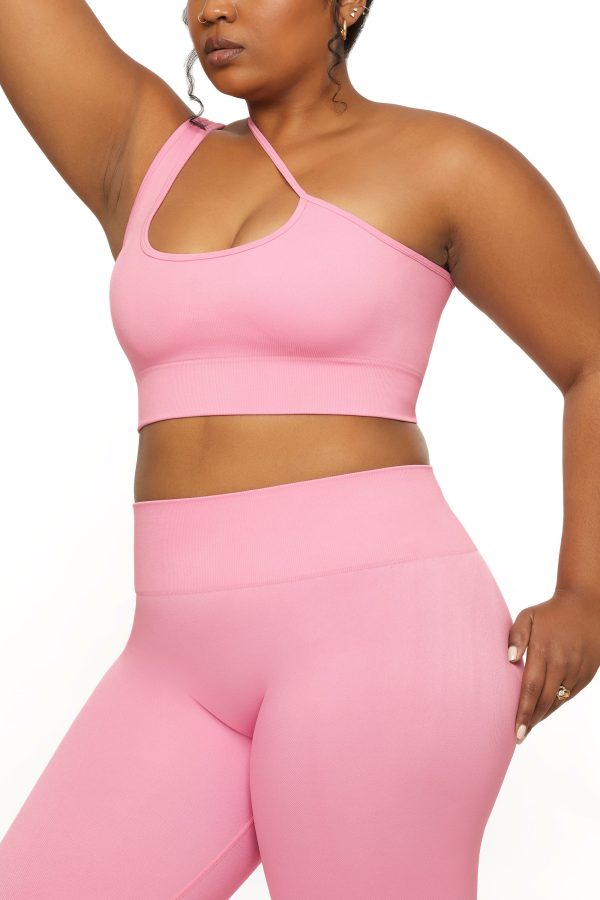 Asymmetric Seamless Crop Top in Pink - Image 11
