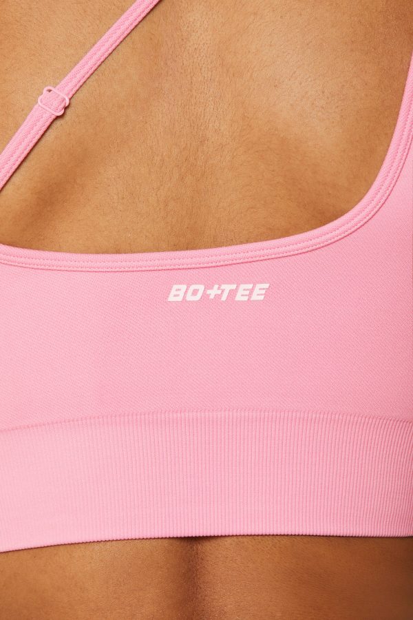Asymmetric Seamless Crop Top in Pink - Image 6