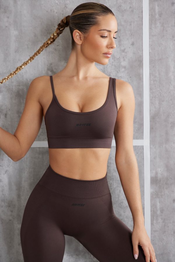 Asymmetric Sports Bra in Brown - Image 6