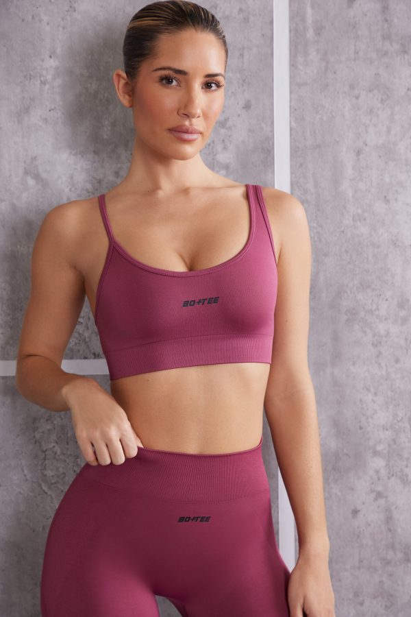 Asymmetric Sports Bra in Rose