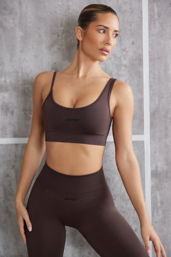 Asymmetric Sports Bra in Brown - Image 4