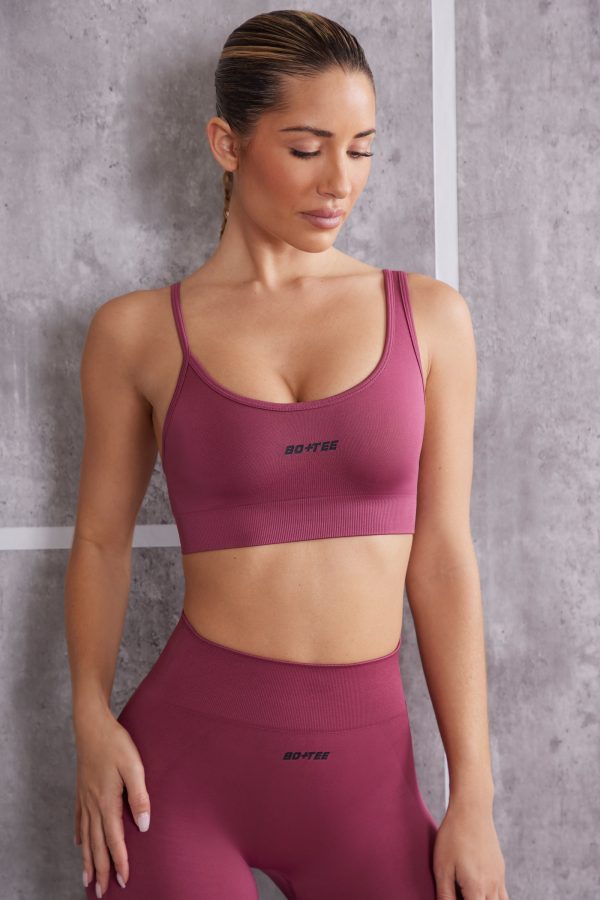 Asymmetric Sports Bra in Rose - Image 6