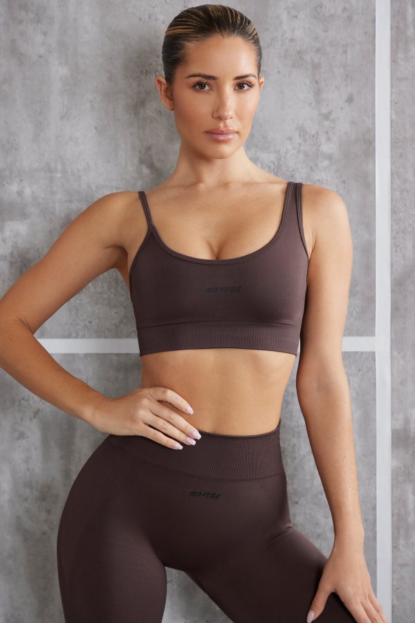 Asymmetric Sports Bra in Brown - Image 5