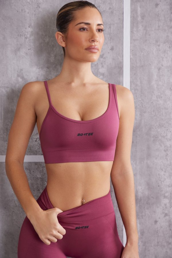 Asymmetric Sports Bra in Rose - Image 5