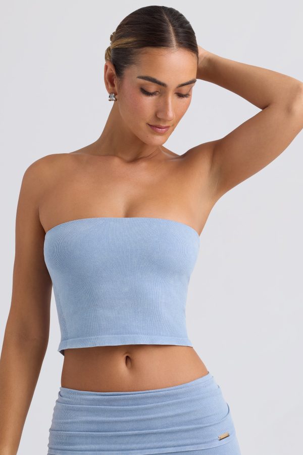 Bandeau Crop Top in Washed Blue - Image 6