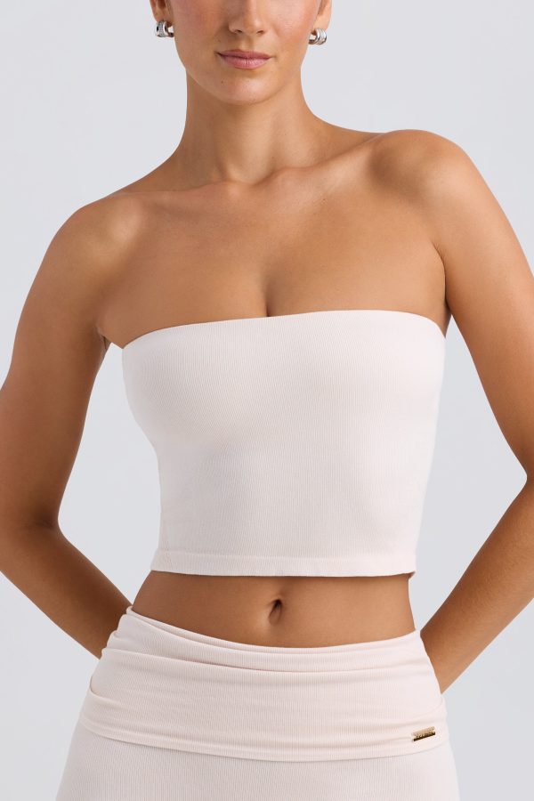 Bandeau Crop Top in Washed Cream - Image 5