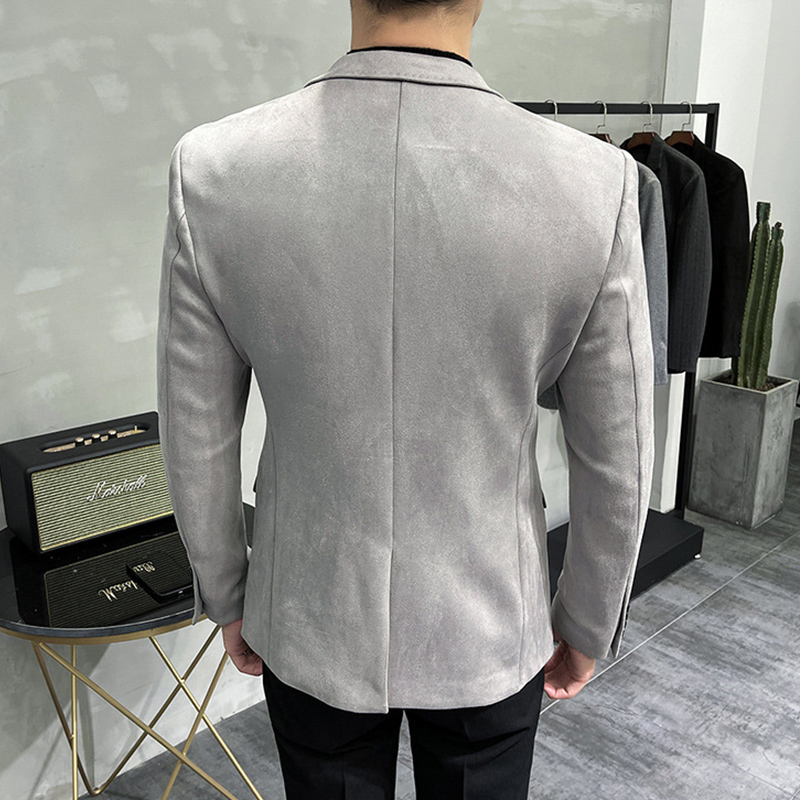 Slim Fit Suit Suede Blazer Jacket Sport Coat