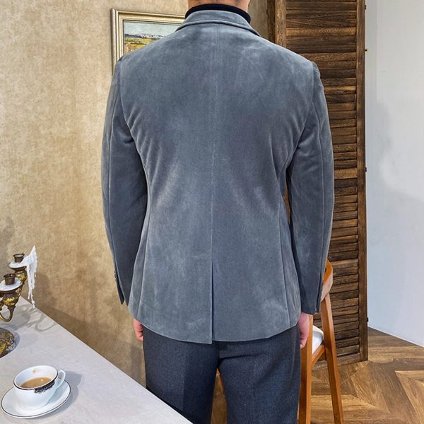 British Style Suede Slim Blazer Suit Jacket - Image 2