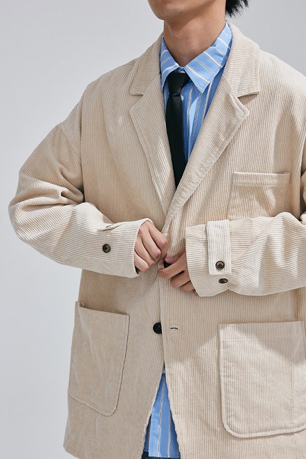 Men’s Vintage Corduroy Loose Blazer Sport Coat - Image 2