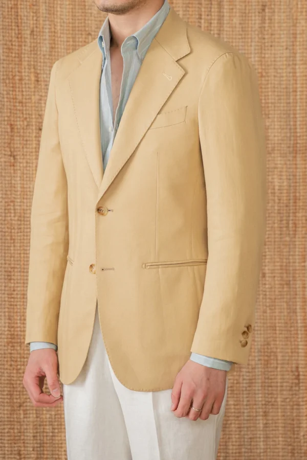 Men’s Tencel Linen Cotton Blazer Lightweight Summer Suit