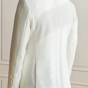 Men’s White Beaded Tuxedo Blazer Formal Party Suit Jacket