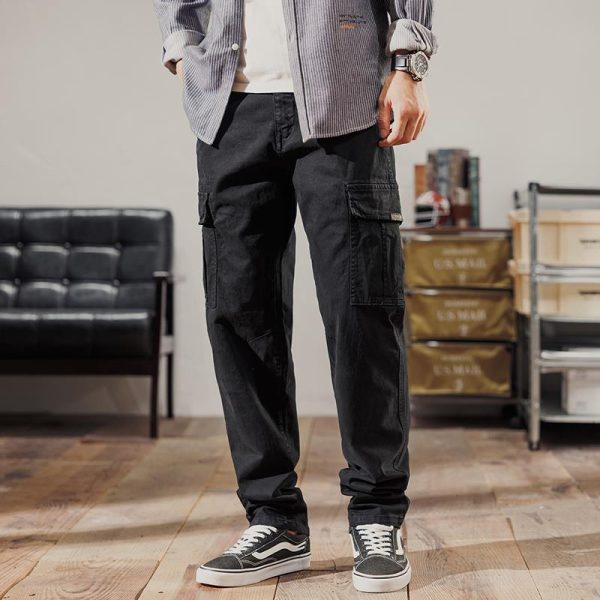 Men’s Amekaji Pockets Washed Cargo Pants - Image 2