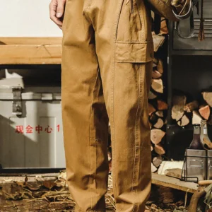 Men’s Vintage Tactical Cargo Pants Loose Fit Straight