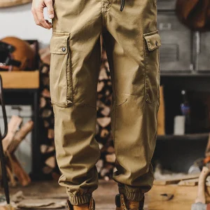 Men’s Work Pants Elastic Cuff Loose Straight Casual