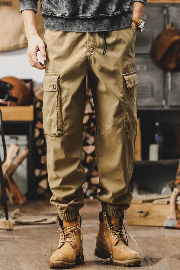 Men’s Work Pants Elastic Cuff Loose Straight Casual